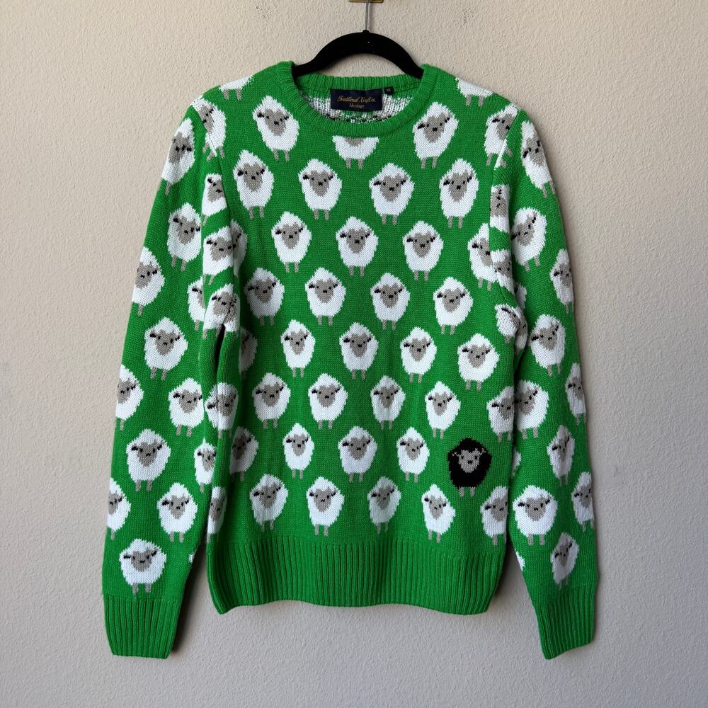 Traditional Craft Heritage Green Irish Sheep Sweater Size XS